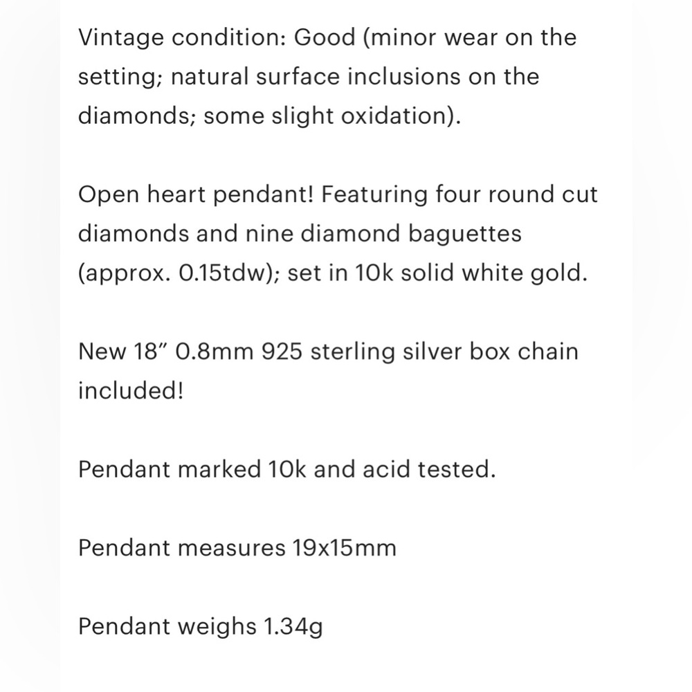 10k Diamond paved 0.15 carat solid white gold open heart eternity pendan… - Picture 9 of 9